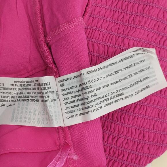 NWT Abercrombie & Fitch Crop Top Pink Ruched Pleated Flutter Sleeves Size XS - Picture 4 of 4